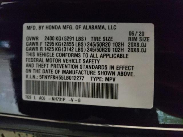 5FNYF8H55LB012277 Honda Passport Exl
