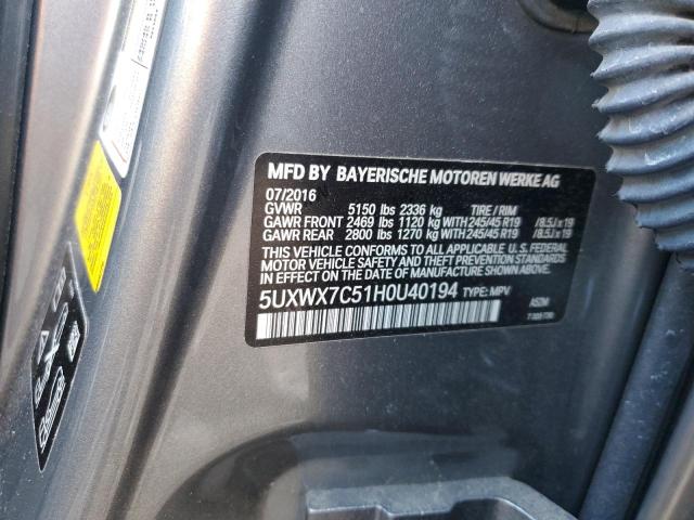 5UXWX7C51H0U40194 BMW X3 Xdrive35i