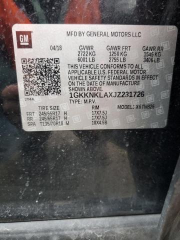 1GKKNKLAXJZ231726 GMC ACADIA SLE