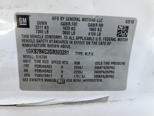 1GKS2BKC2GR303281 GMC YUKON SLT