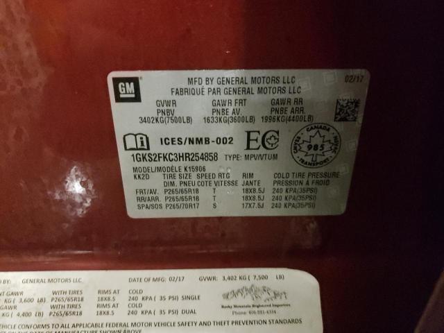 1GKS2FKC3HR254858 GMC Yukon Xl K1500 Sle