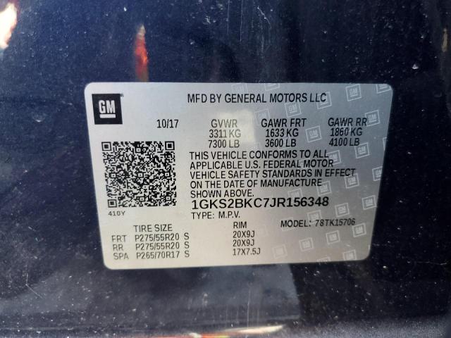 1GKS2BKC7JR156348 GMC YUKON SLT