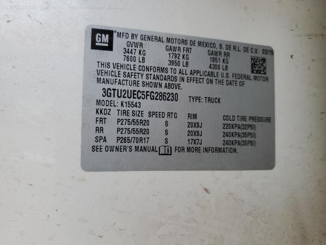 3GTU2UEC5FG286230 GMC Sierra K1500 Sle