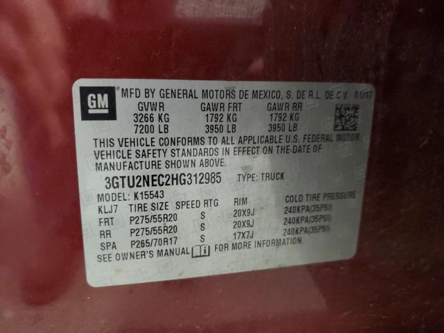 3GTU2NEC2HG312985 GMC Sierra K1500 Slt