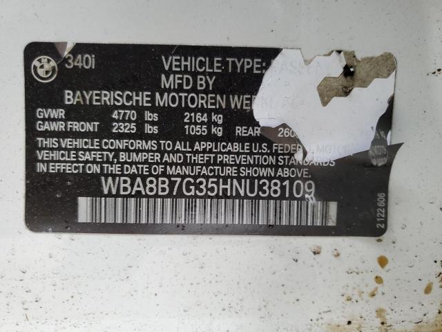 WBA8B7G35HNU38109 BMW 340 XI