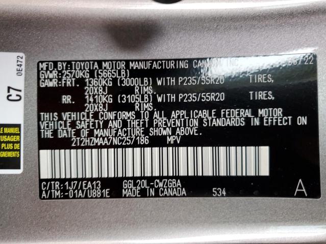 2T2HZMAA7NC257186 Lexus RX 350