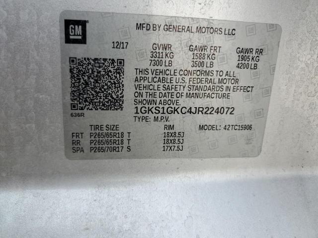 1GKS1GKC4JR224072 GMC Yukon Xl C1500 Slt