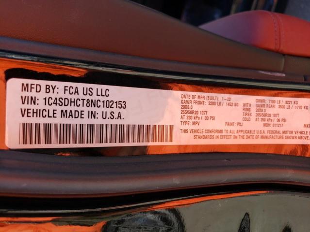 1C4SDHCT8NC102153 Dodge Durango R/t