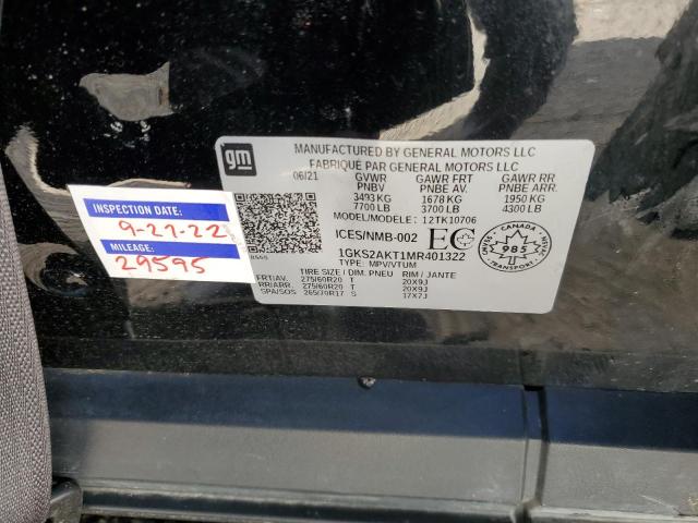 1GKS2AKT1MR401322 GMC YUKON SLE