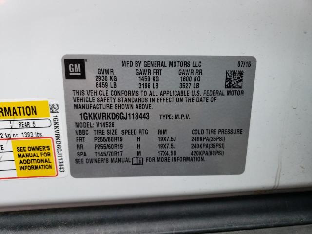 1GKKVRKD6GJ113443 GMC Acadia Slt-1