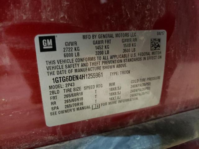 1GTG6DEN4H1255961 GMC CANYON SLT