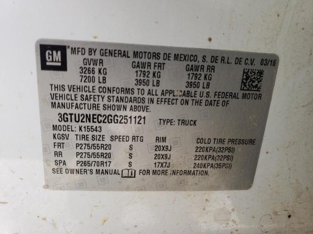 3GTU2NEC2GG251121 GMC Sierra K1500 Slt