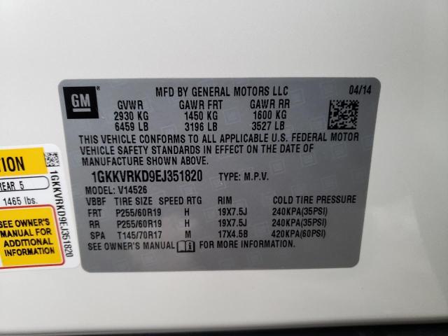 1GKKVRKD9EJ351820 GMC Acadia Slt-1