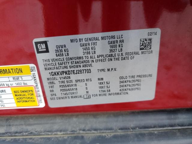 1GKKVPKD7EJ287703 GMC ACADIA SLE