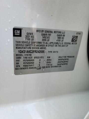 1GKS1AKC2FR242686 GMC YUKON SLE
