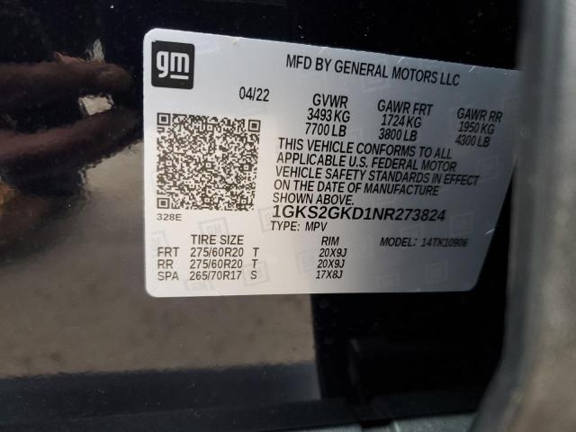 1GKS2GKD1NR273824 GMC Yukon Xl K1500 Slt