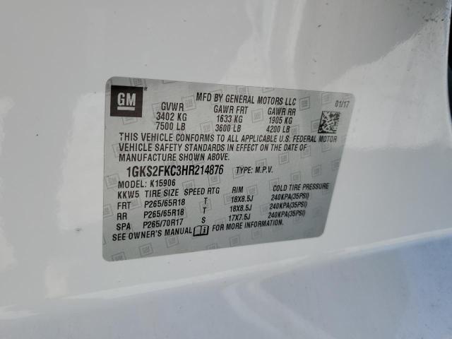 1GKS2FKC3HR214876 GMC Yukon Xl K1500 Sle