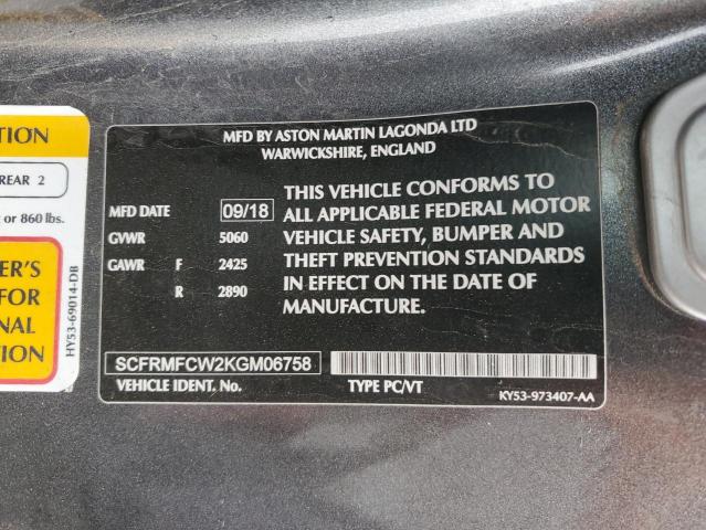 SCFRMFCW2KGM06758 Aston Martin DB11