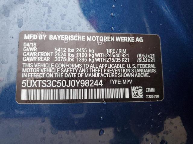 5UXTS3C50J0Y98244 BMW X3 Xdrivem40i