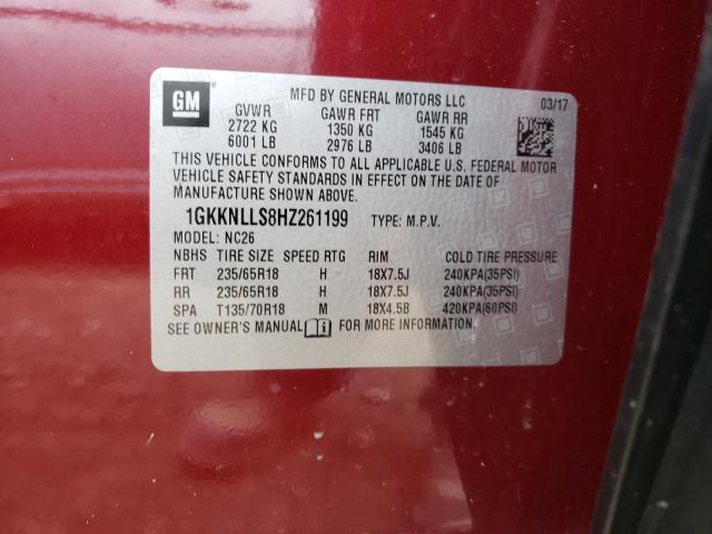 1GKKNLLS8HZ261199 GMC ACADIA SLE