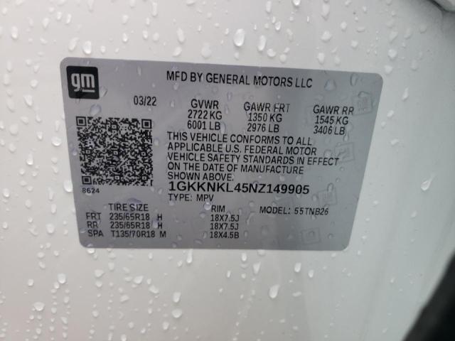 1GKKNKL45NZ149905 GMC ACADIA SLE