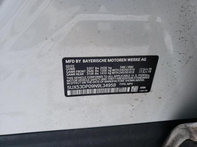 5UX53DP09N9L34958 BMW X3 Xdrive30i