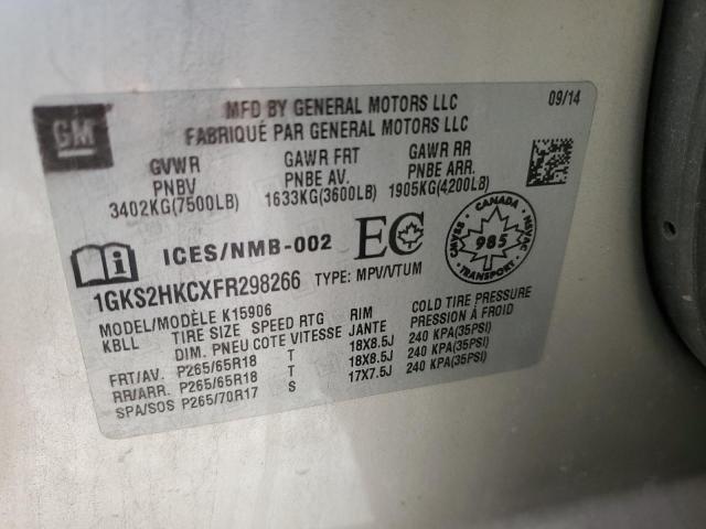 1GKS2HKCXFR298266 GMC Yukon Xl K1500 Slt