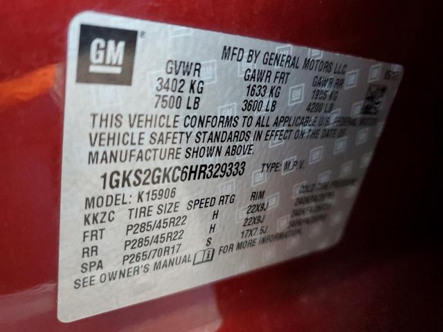1GKS2GKC6HR329333 GMC Yukon Xl K1500 Slt