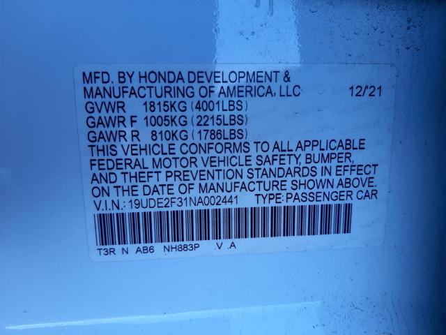 19UDE2F31NA002441 Acura ILX