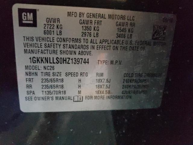 1GKKNLLS0HZ139744 GMC ACADIA SLE