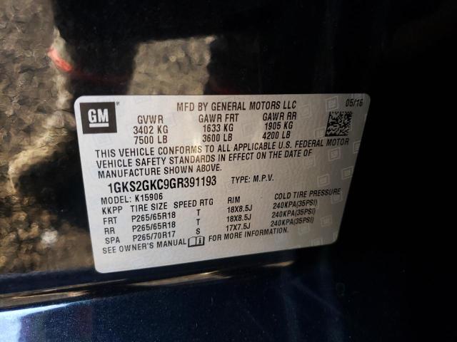 1GKS2GKC9GR391193 GMC Yukon Xl K1500 Slt