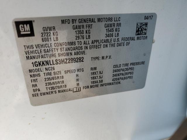 1GKKNLLS3HZ289282 GMC ACADIA SLE
