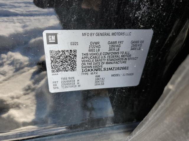 1GKKNRLS1MZ192661 GMC ACADIA SLE