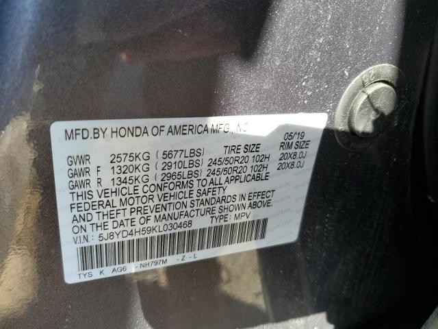 5J8YD4H59KL030468 Acura Mdx Technology