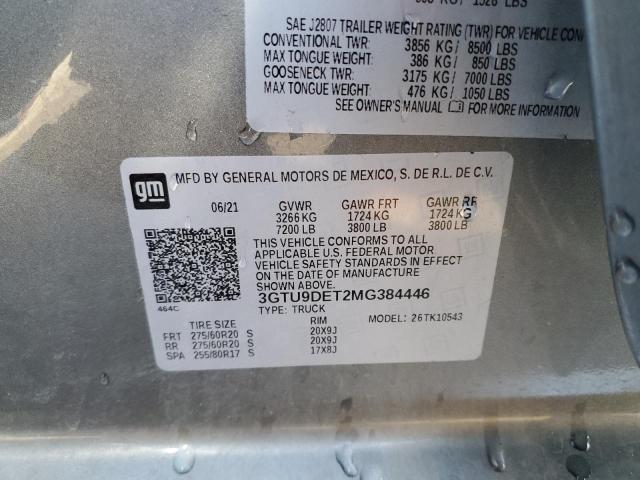 3GTU9DET2MG384446 GMC Sierra K1500 Slt