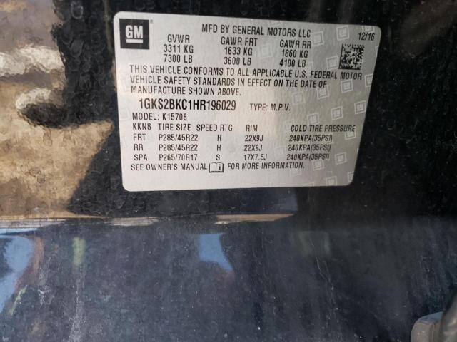 1GKS2BKC1HR196029 GMC YUKON SLT