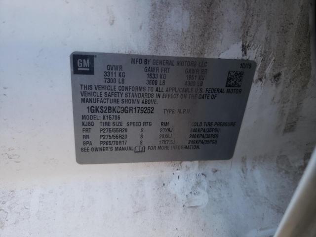 1GKS2BKC9GR179252 GMC YUKON SLT