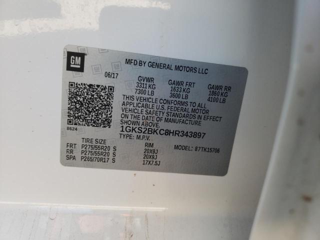 1GKS2BKC8HR343897 GMC YUKON SLT
