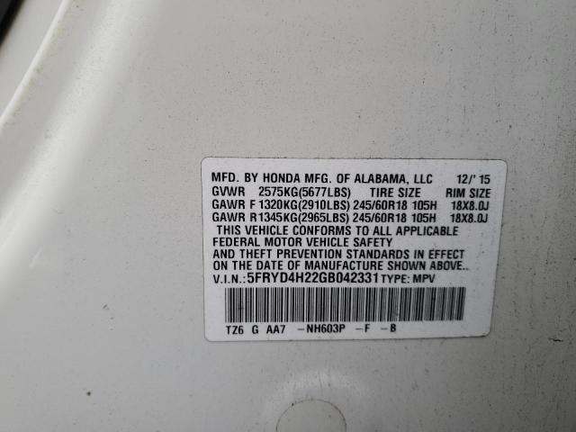 5FRYD4H22GB042331 Acura MDX