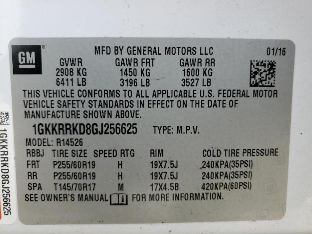 1GKKRRKD8GJ256625 GMC Acadia Slt-1