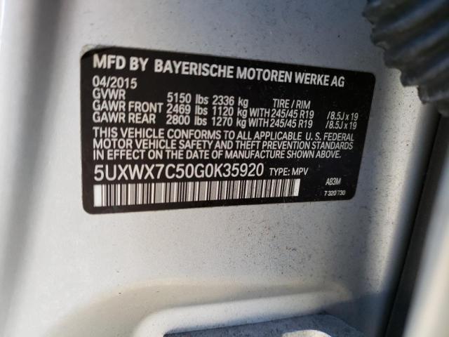 5UXWX7C50G0K35920 BMW X3 Xdrive35i