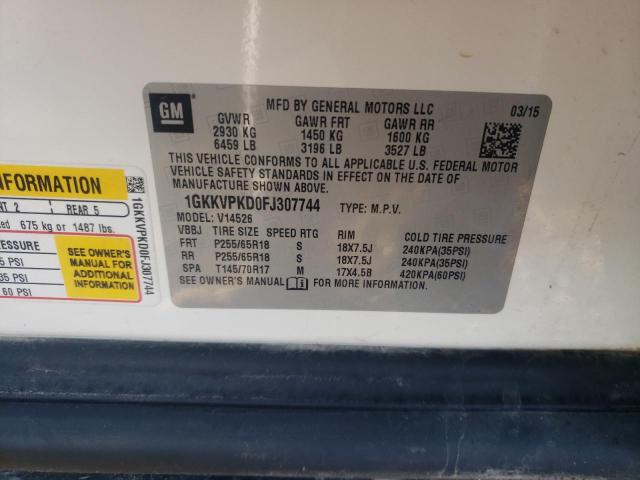 1GKKVPKD0FJ307744 GMC ACADIA SLE