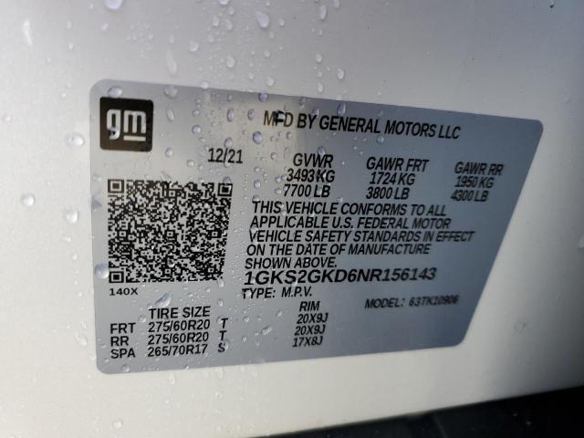 1GKS2GKD6NR156143 GMC Yukon Xl K1500 Slt