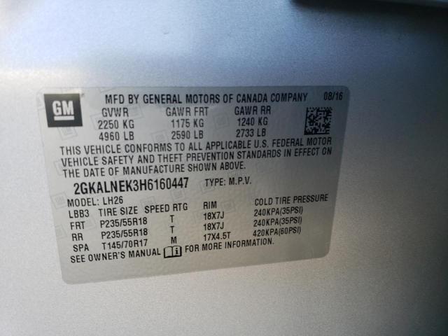 2GKALNEK3H6160447 GMC Terrain Sle