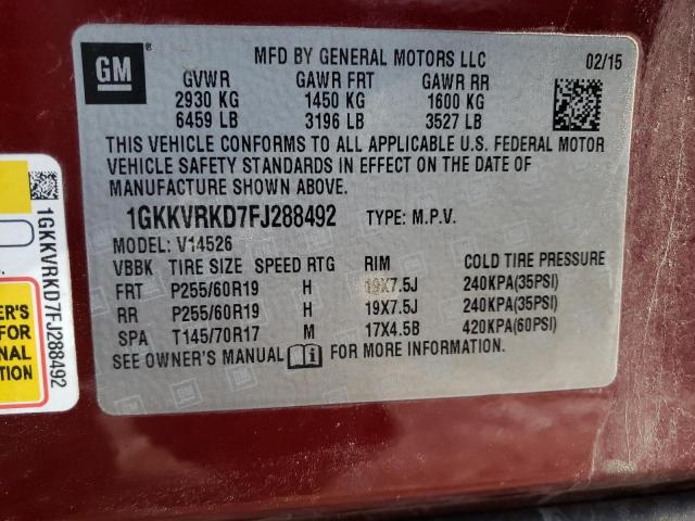 1GKKVRKD7FJ288492 GMC Acadia Slt-1