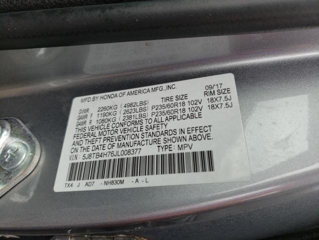 5J8TB4H76JL008377 Acura Rdx Advance
