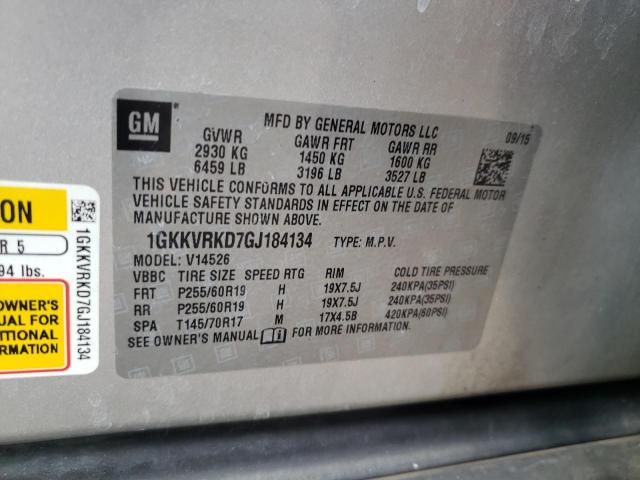 1GKKVRKD7GJ184134 GMC Acadia Slt-1