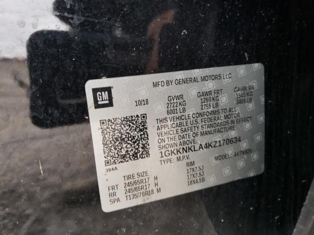 1GKKNKLA4KZ170634 GMC ACADIA SLE