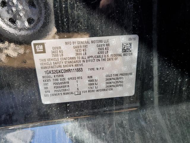 1GKS2GKC0HR111663 GMC Yukon Xl K1500 Slt