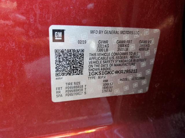 1GKS1GKC4KR295211 GMC Yukon Xl C1500 Slt